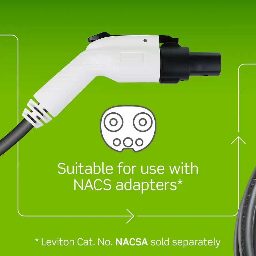 Level 2 EV Charger Station 40 Amp, 208/240 VAC, 9.6 Kw Output 25 Ft. Charging Cable NEMA 14-50P Plug EV40P