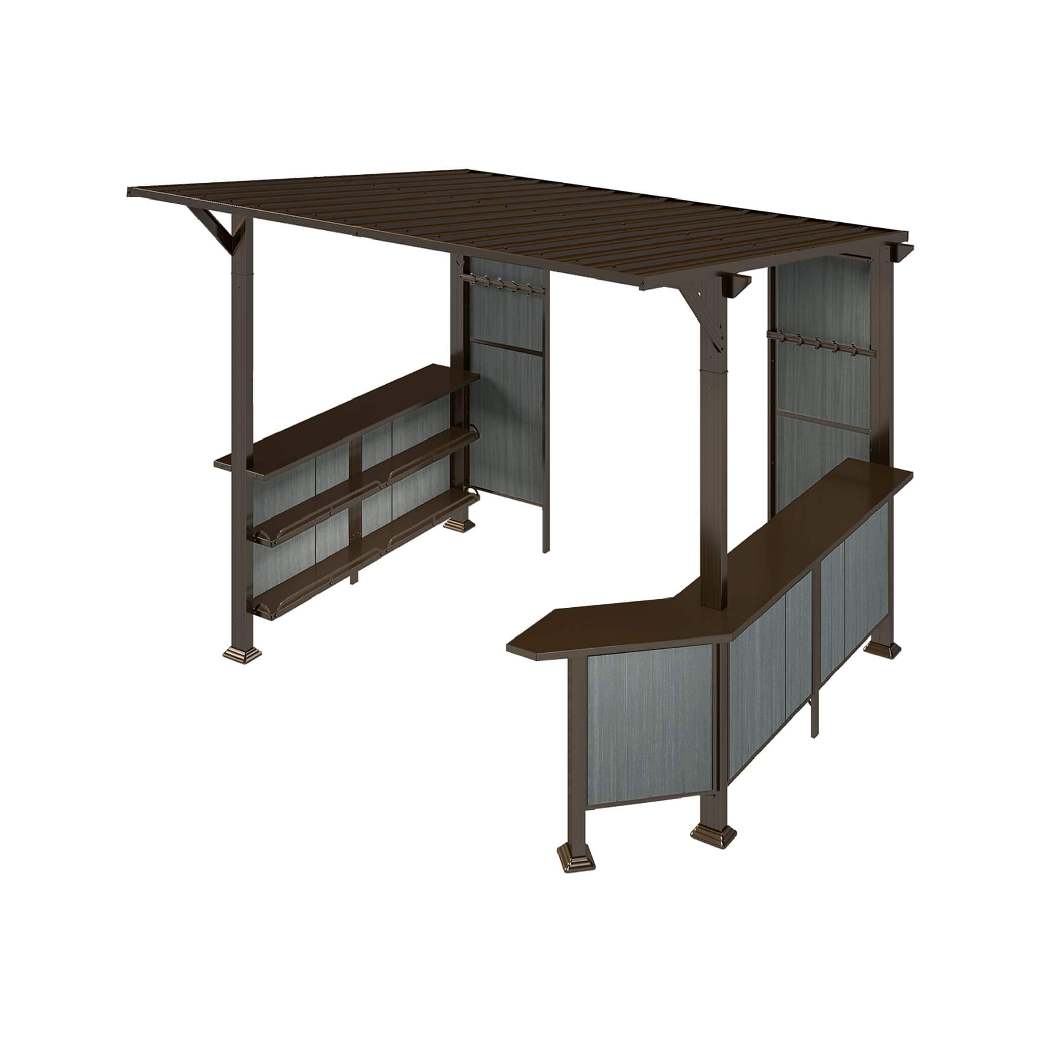 [09X10FT] Alora Premium Outdoor Hardtop Grill Gazebo With Shelves (SAK90431)