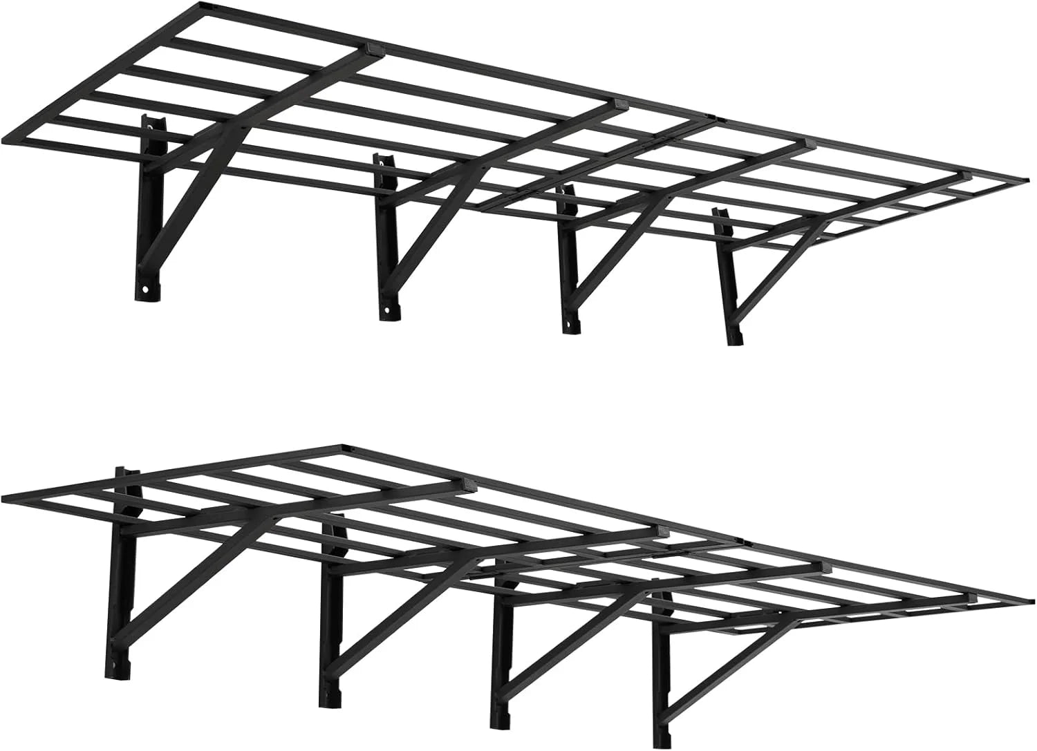 2 Pack 2X6Ft Garage Storage Shelving Wall Mounted, 1600 Lbs Heavy Duty Storage Shelves, Folding Wall Shelve Garage Storage Rack Organization, Black Metal Storage Racks Units for Warehouse, Laundry