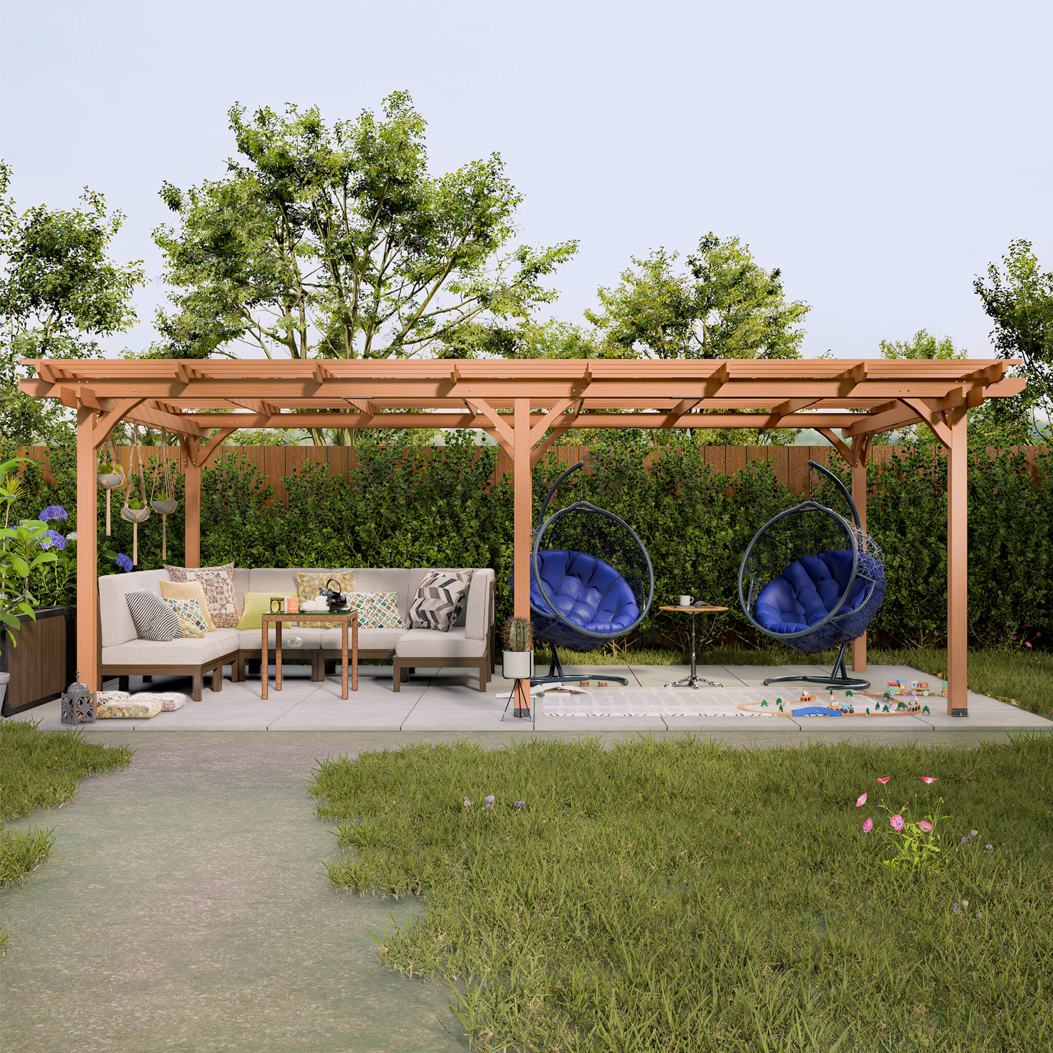 [12X16FT] Alora Extra Large Outdoor Wooden Waterproof Grape Gazebo (SAK76476)