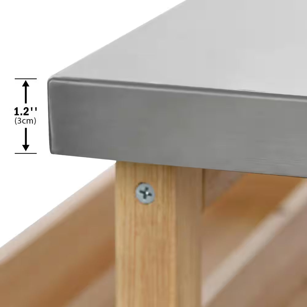 Natural Kitchen Cart with Locking Casters;Shelf;Spice Rack;Wheels