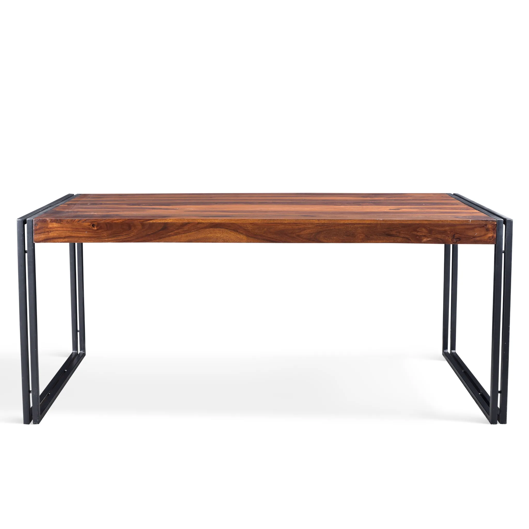 Solid Sheesham Wood Dining Table with Metal Legs