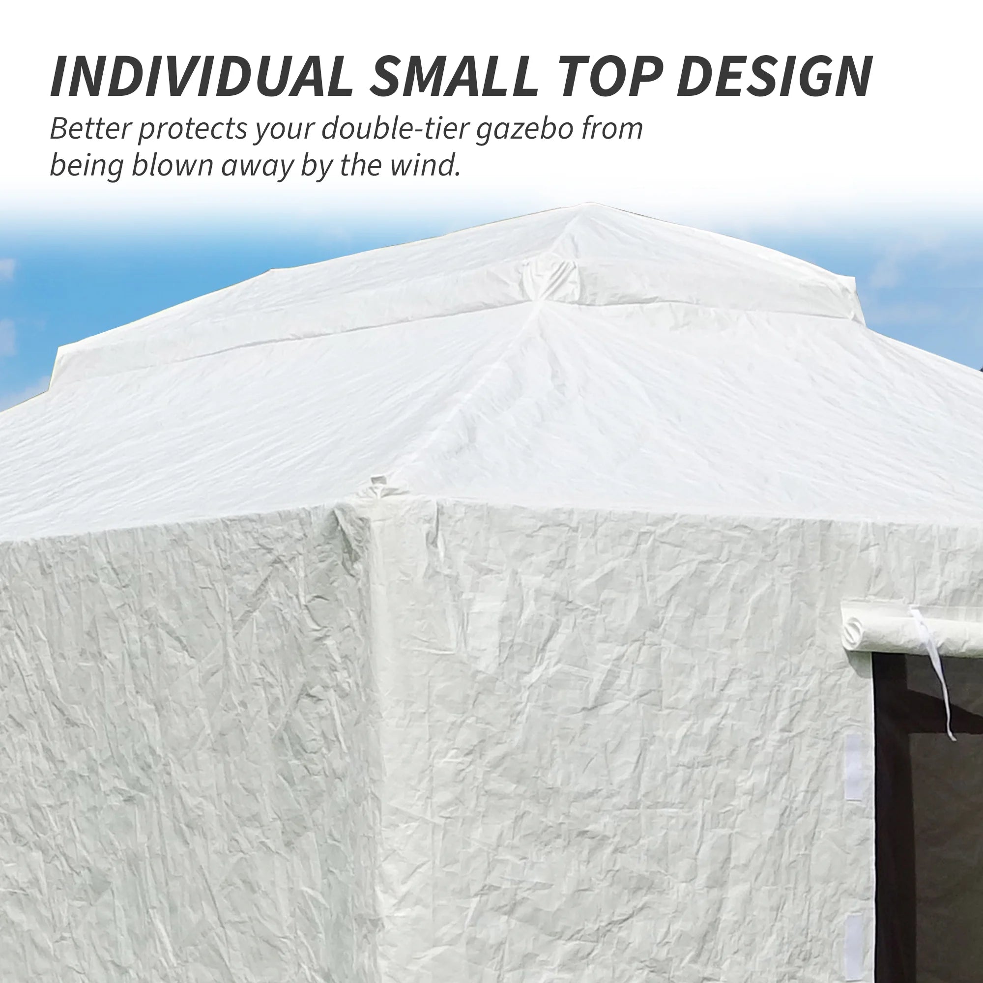 Gazebo Accessories 10' X 14' Double Roof Universal Winter Gazebo Cover for Hardtop Gazebos,Enclosed Cover with Sidewalls and Mesh Windows Waterproof (White)