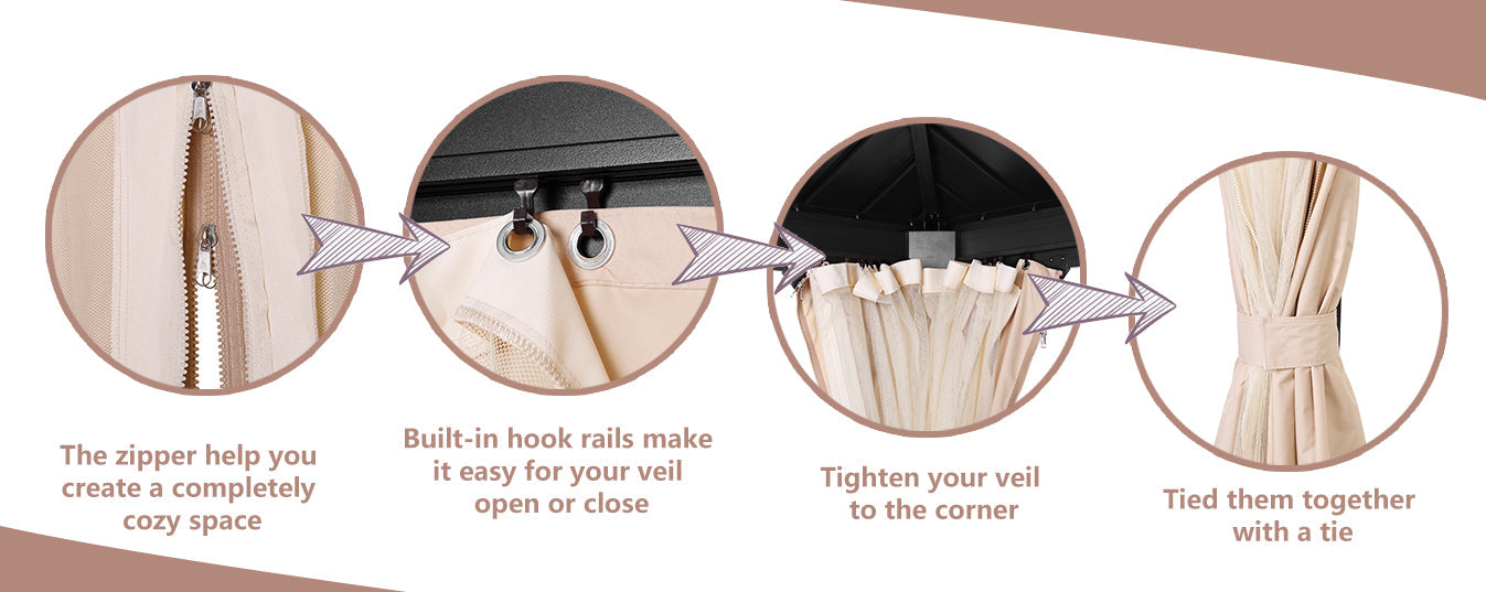 Ainfox 12*16Ft Patio Gabezo Outdoor Canopy with Mosquito with 2200lbs weight capacity of snow