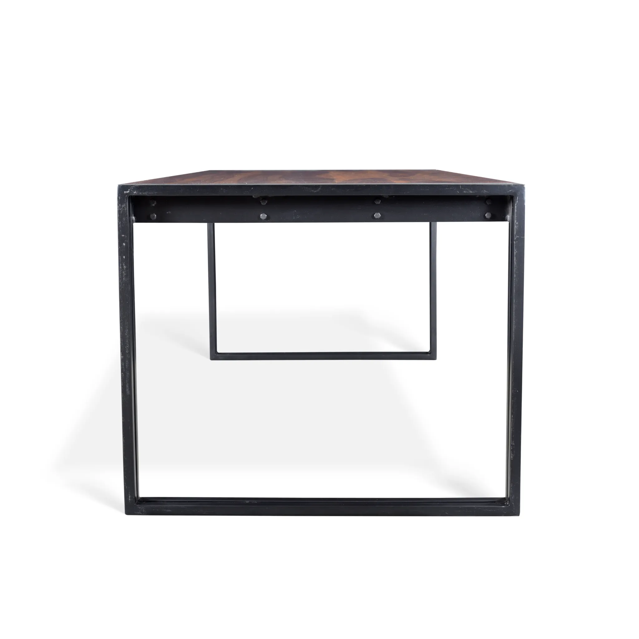 Solid Sheesham Wood Dining Table with Metal Legs