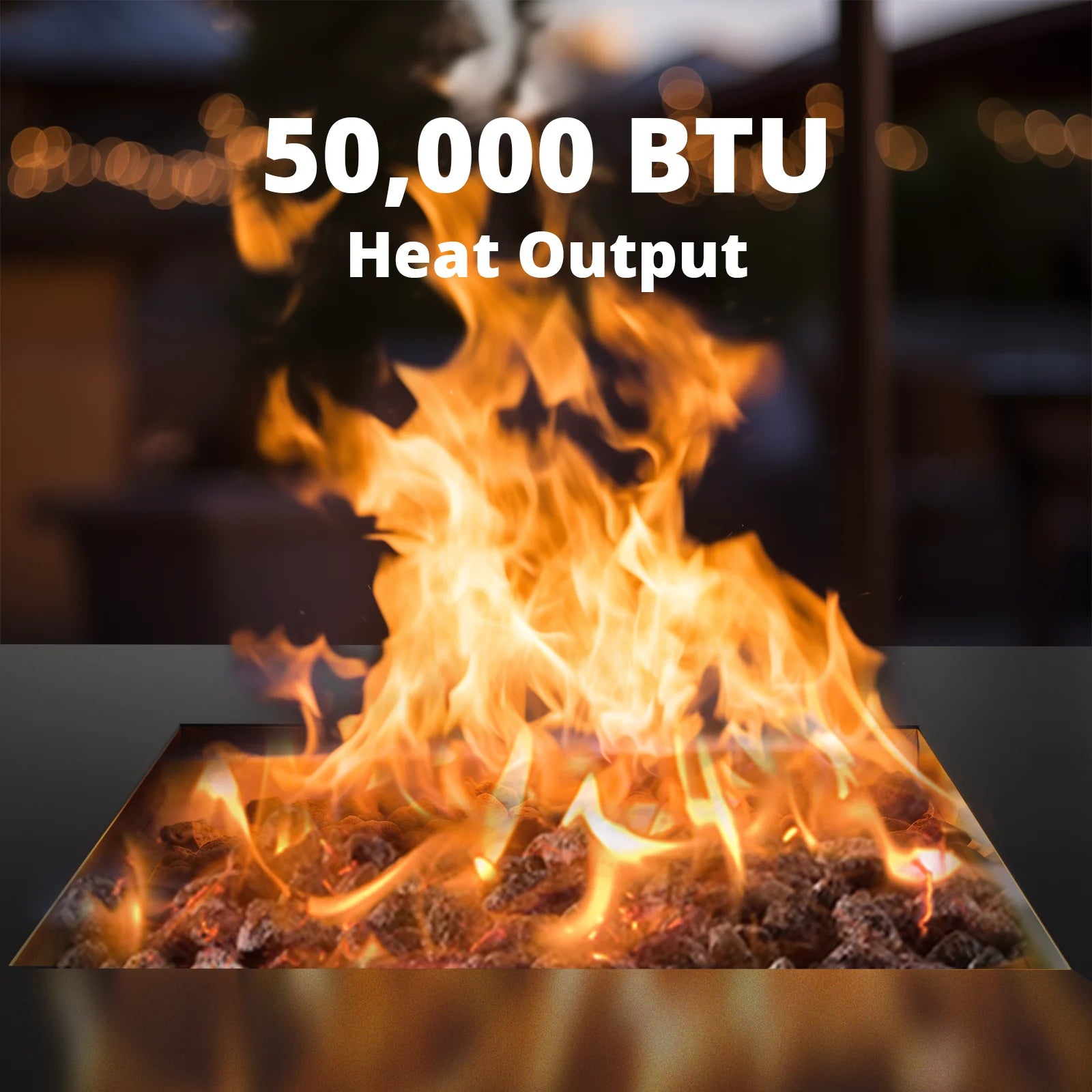 32" Gas Fire Pits with Cup Holders for Outside, 50,000 BTU Propane Fire Pit Table with Lid and Lava Rock, Black