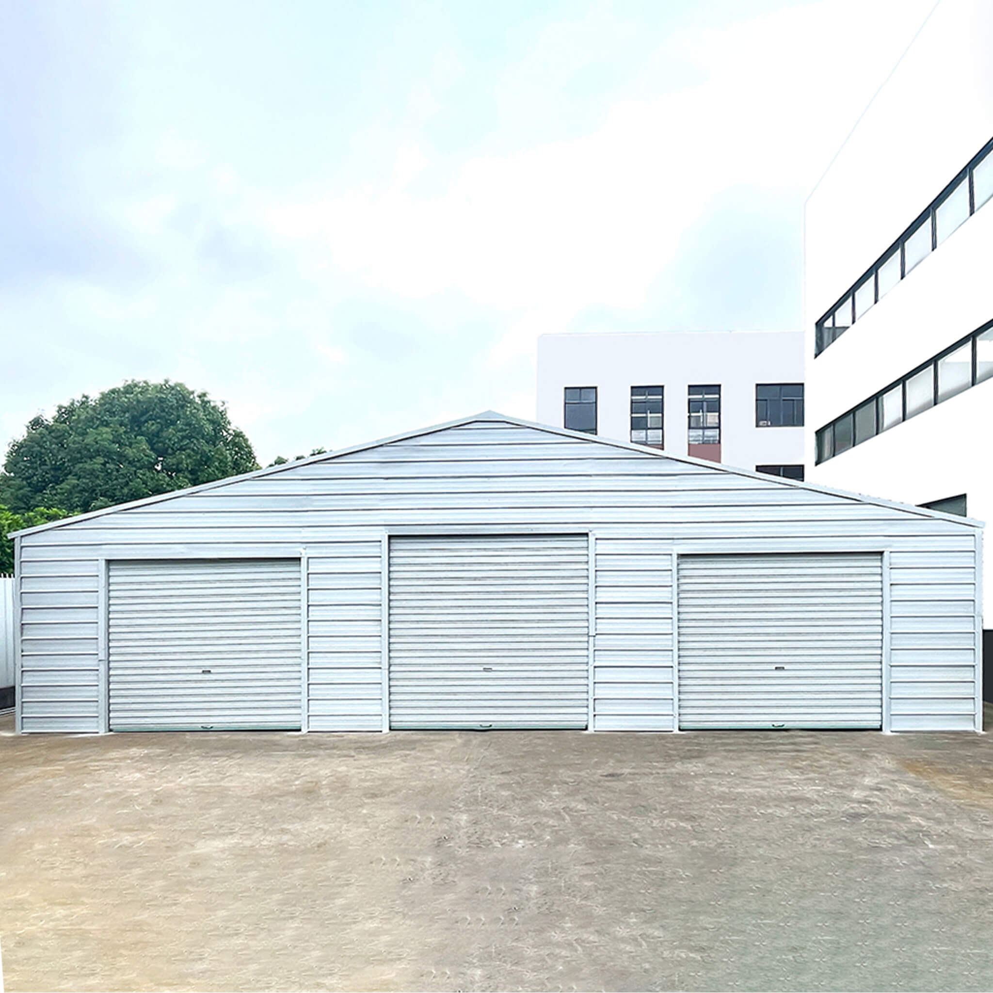 [39X39FT] Extra-Large Heavy-Duty Galvanized Steel Barn Building Shed With 3 Rolling Door Garages (SAK10234)
