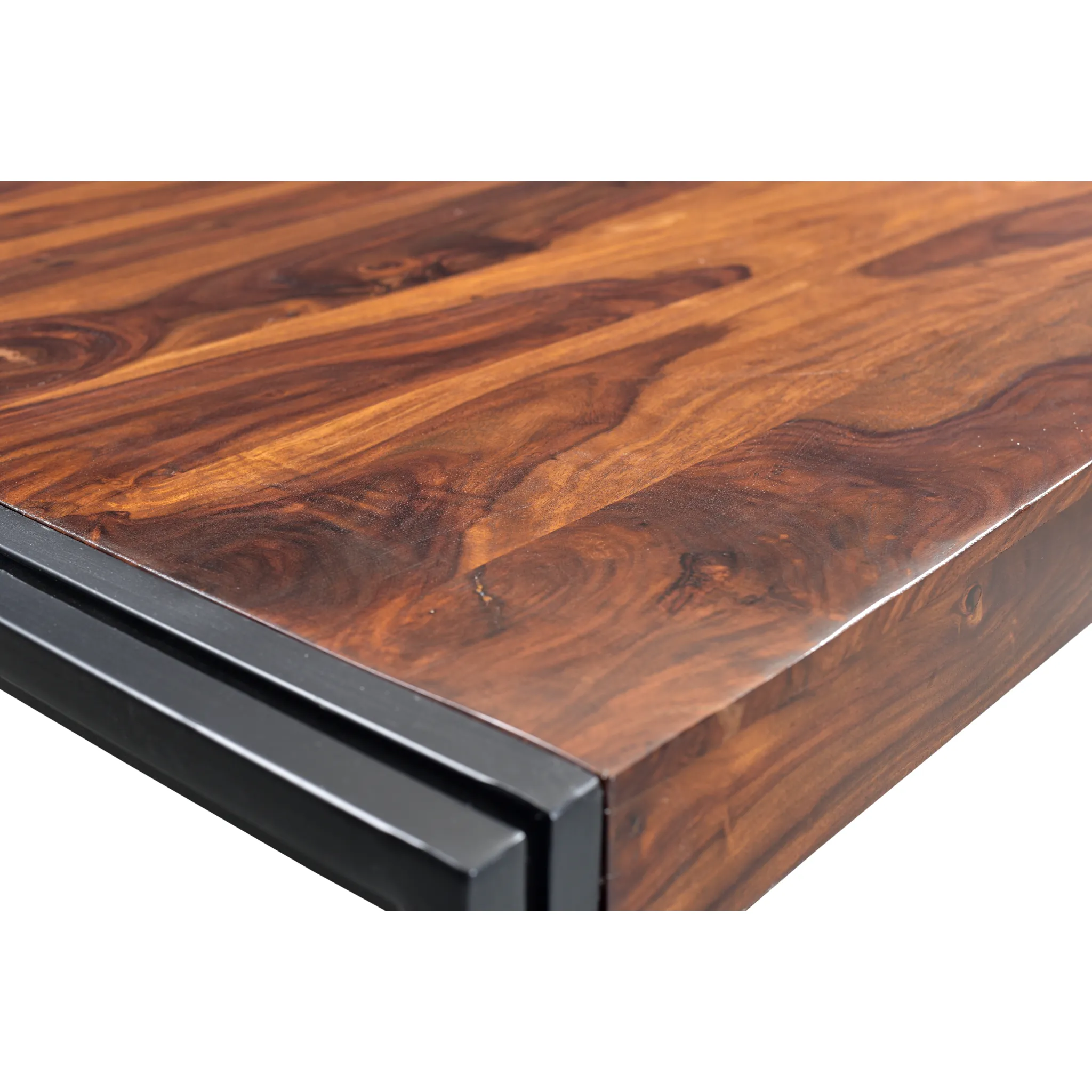 Solid Sheesham Wood Dining Table with Metal Legs