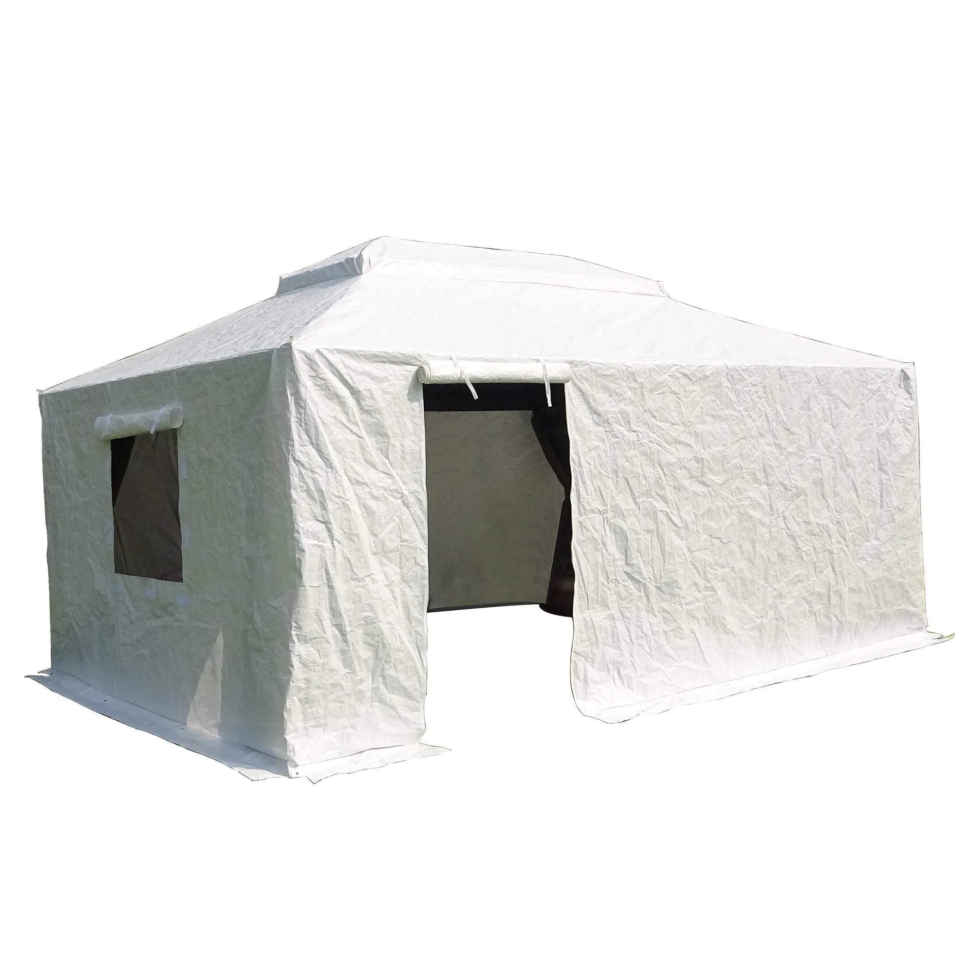 Gazebo Accessories 10' X 14' Double Roof Universal Winter Gazebo Cover for Hardtop Gazebos,Enclosed Cover with Sidewalls and Mesh Windows Waterproof (White)