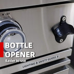 Castelle Flame 44-Inch 6-Burner 85K BTU Stainless Steel Outdoor BBQ Kitchen Island Grill With Wine Cooler, Rotisserie Kit, And Storage Cabinets (SAK97105)