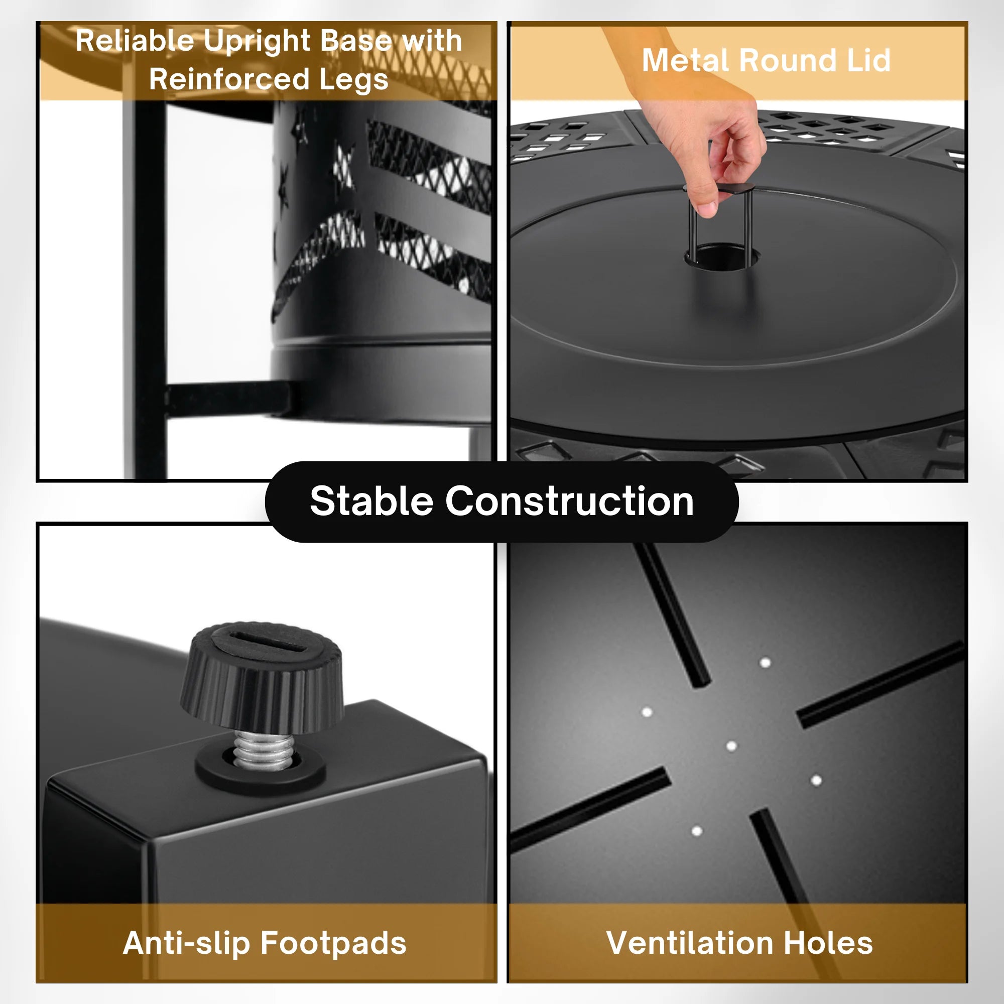 Fire Pit for outside 42" Wood Burning Fire Pit Tables with 2 Adjustable Swivel BBQ Grills, Lid, Poker for Patio Backyard BBQ Ice Storage