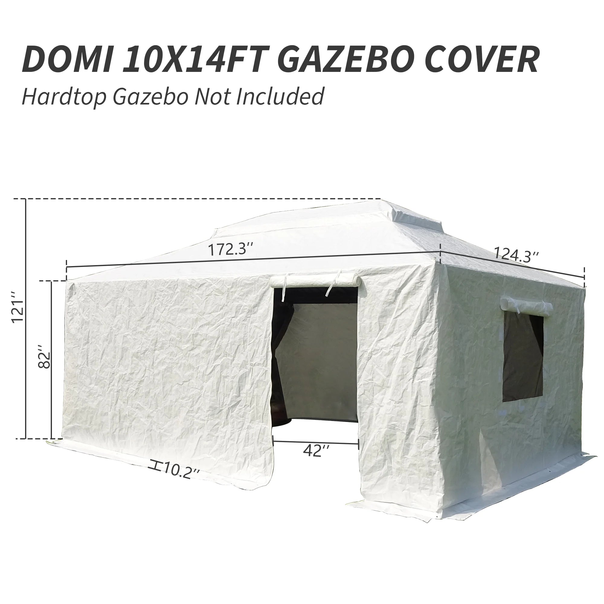 Gazebo Accessories 10' X 14' Double Roof Universal Winter Gazebo Cover for Hardtop Gazebos,Enclosed Cover with Sidewalls and Mesh Windows Waterproof (White)
