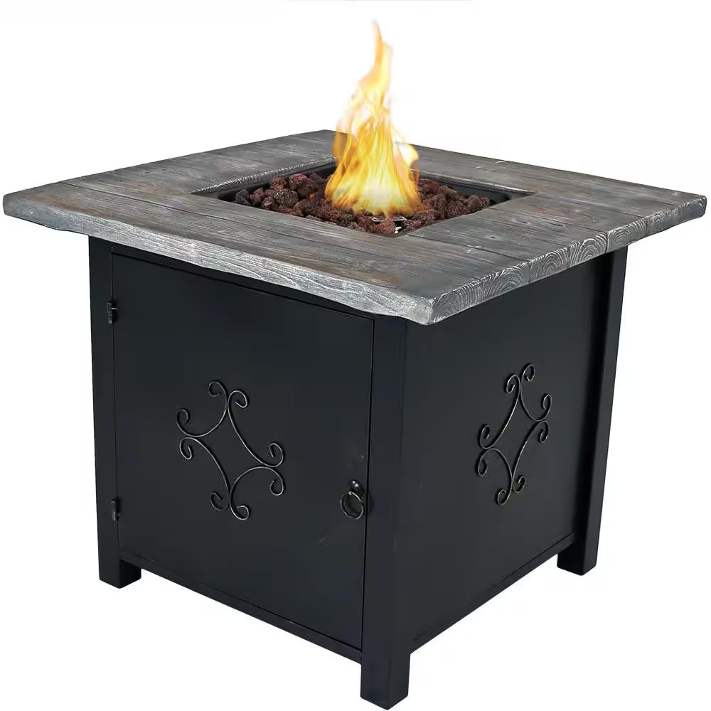 30 In. Square Propane Gas Fire Pit Table with Lava Rocks