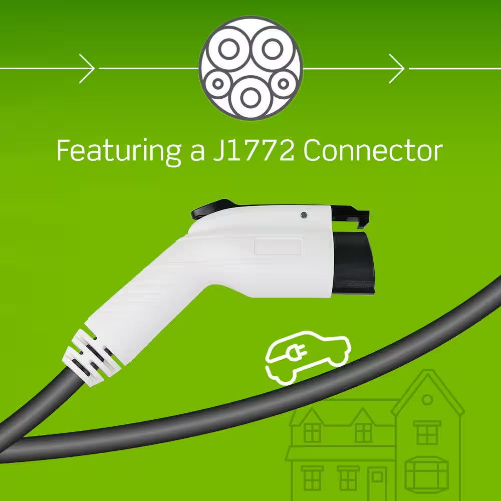 Level 2 EV Charger Station 40 Amp, 208/240 VAC, 9.6 Kw Output 25 Ft. Charging Cable NEMA 14-50P Plug EV40P