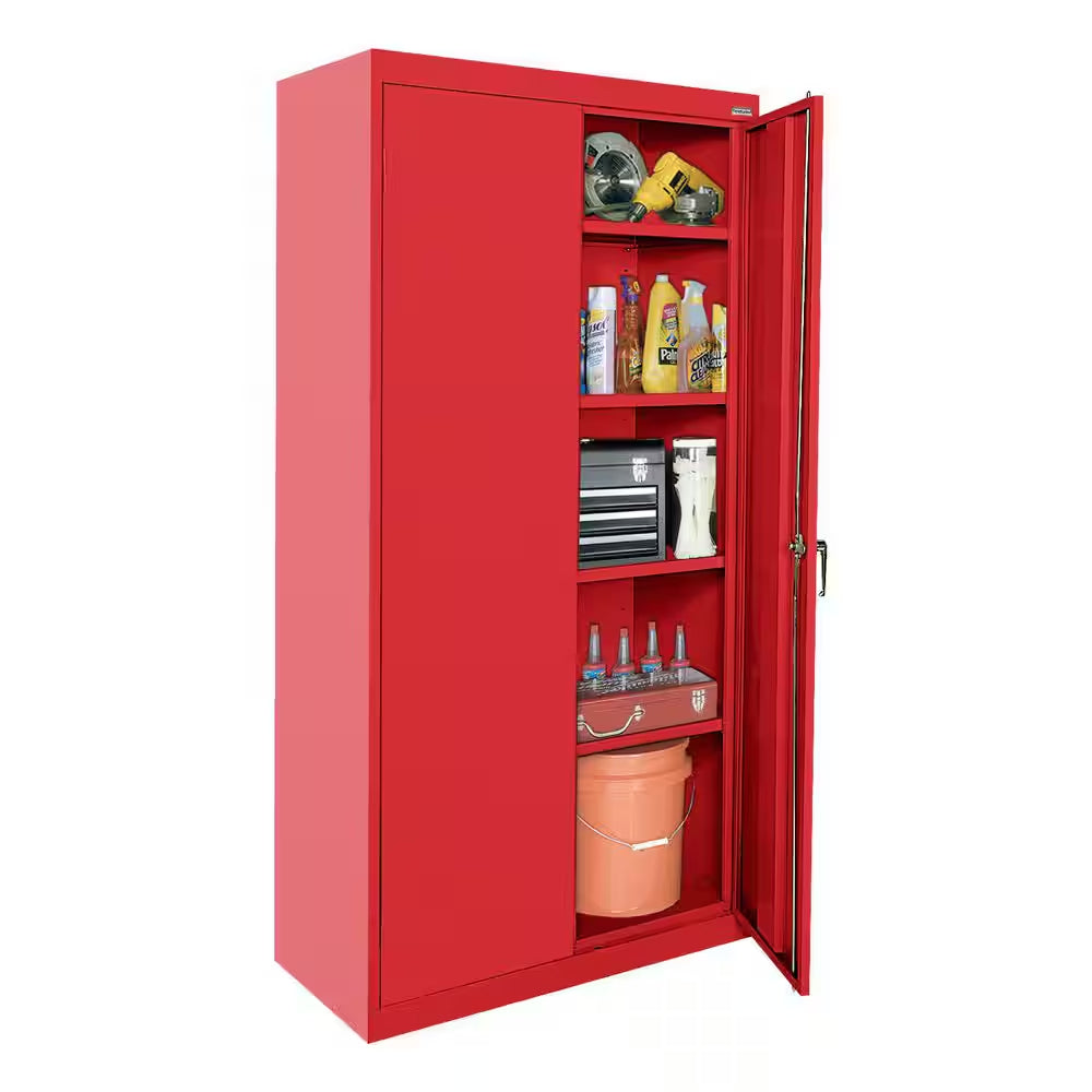 Classic Series 36 In. W X 72 In. H X 18 In. D 24-Gauge 5-Shelf Steel Freestanding Garage Storage Cabinet in Red