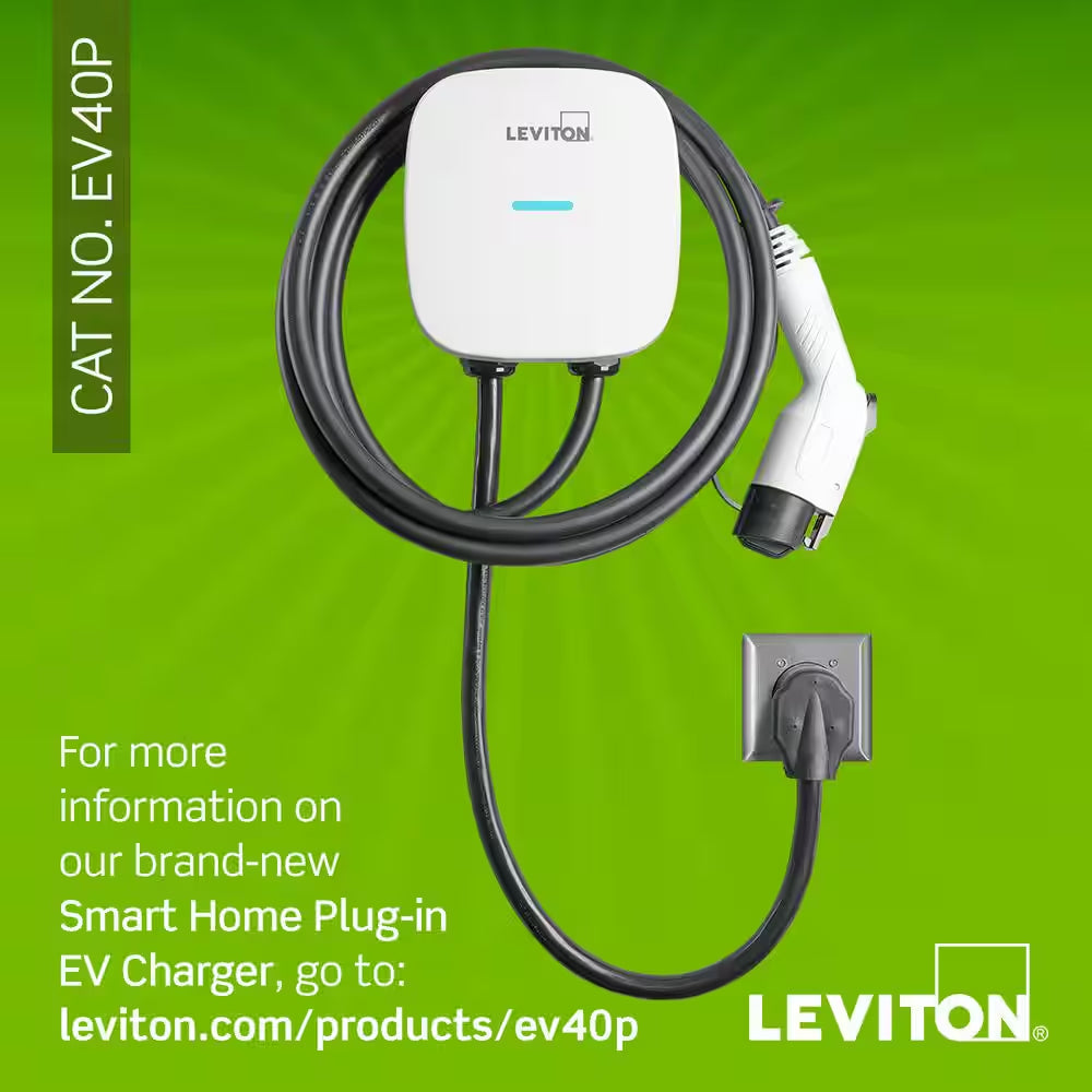 Level 2 EV Charger Station 40 Amp, 208/240 VAC, 9.6 Kw Output 25 Ft. Charging Cable NEMA 14-50P Plug EV40P