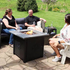 30 In. Square Propane Gas Fire Pit Table with Lava Rocks
