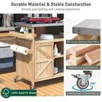 Natural Kitchen Cart with Locking Casters;Shelf;Spice Rack;Wheels