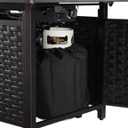 Albany 44" Rectangular Woven Aluminum Convertible Gas Fire Pit Table