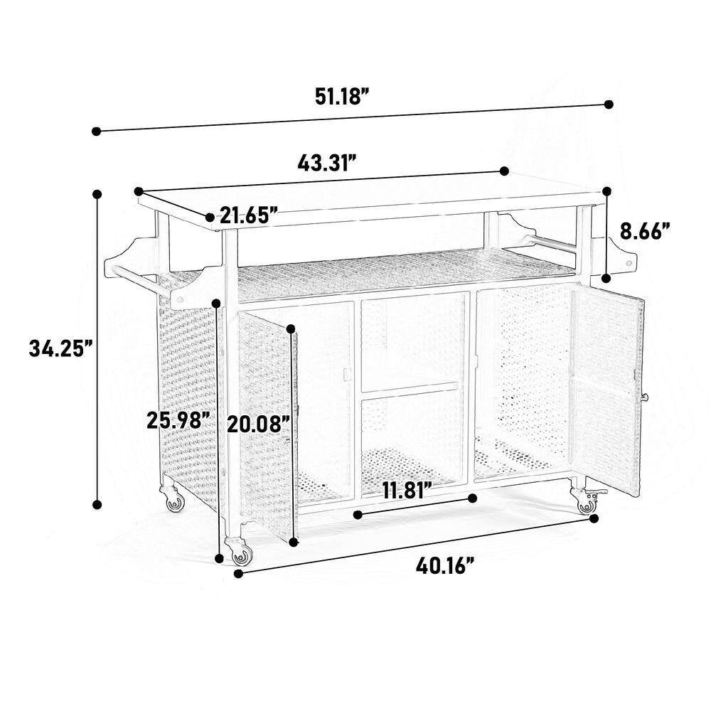 15 Cu. Ft. Metal Outdoor Rolling Bar Cart with Storage, Wheelbarrow Expandable Shelf, Towel Rack, Wine Holder, Wheels