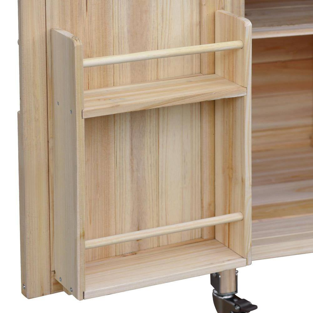 Natural Kitchen Cart with Locking Casters;Shelf;Spice Rack;Wheels