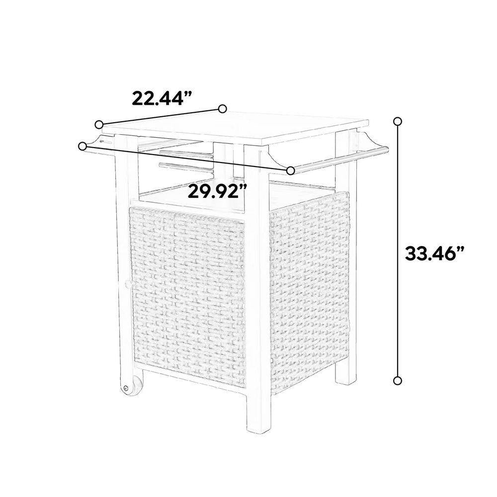 8 Cu. Ft. Steel Outdoor Bar Cart-Rolling Patio with Storage Cabinet, and Towel Holder for Garden or BBQ Station