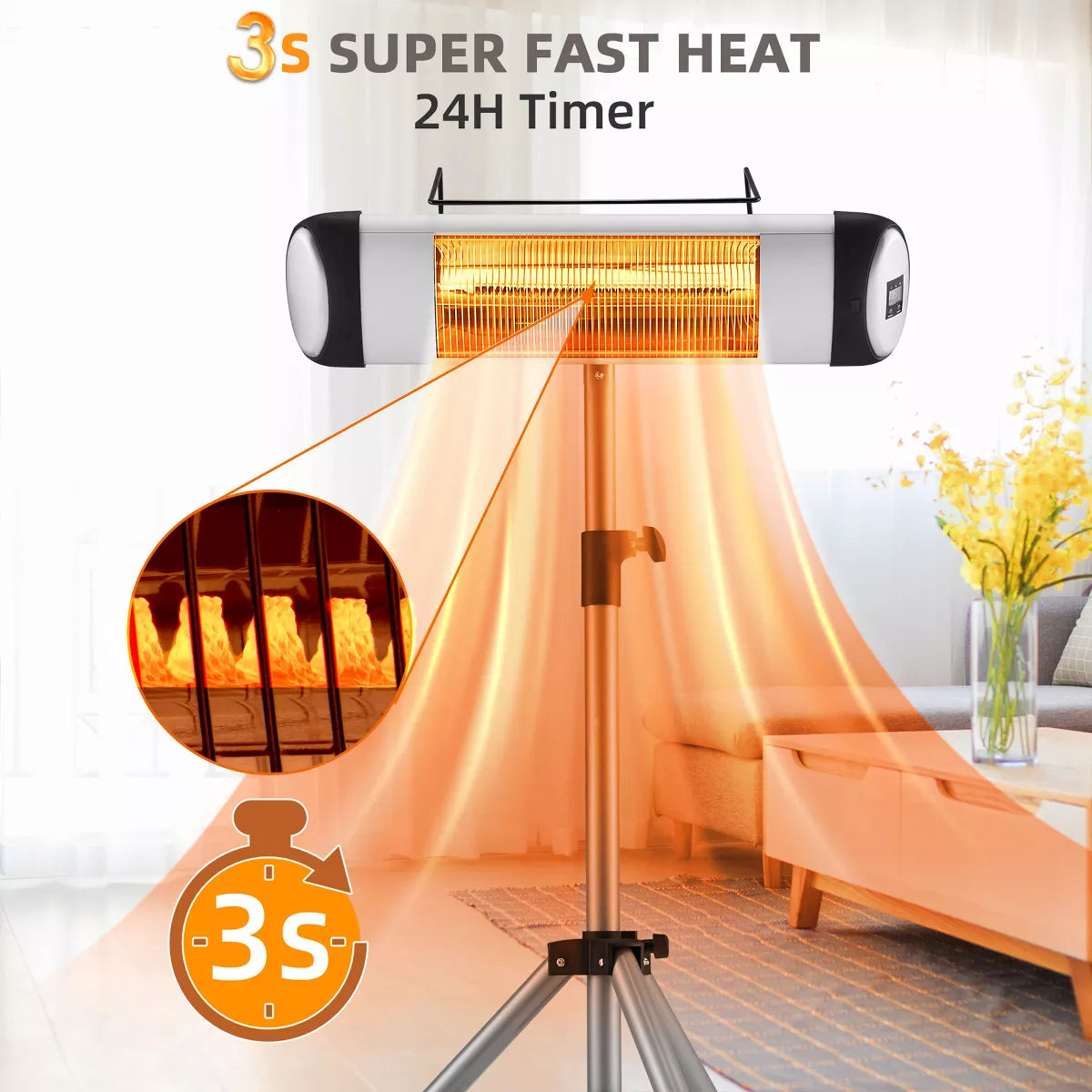 JOMEED 15000W Electric Outdoor Patio Heater with Remote and 3 Heat Settings