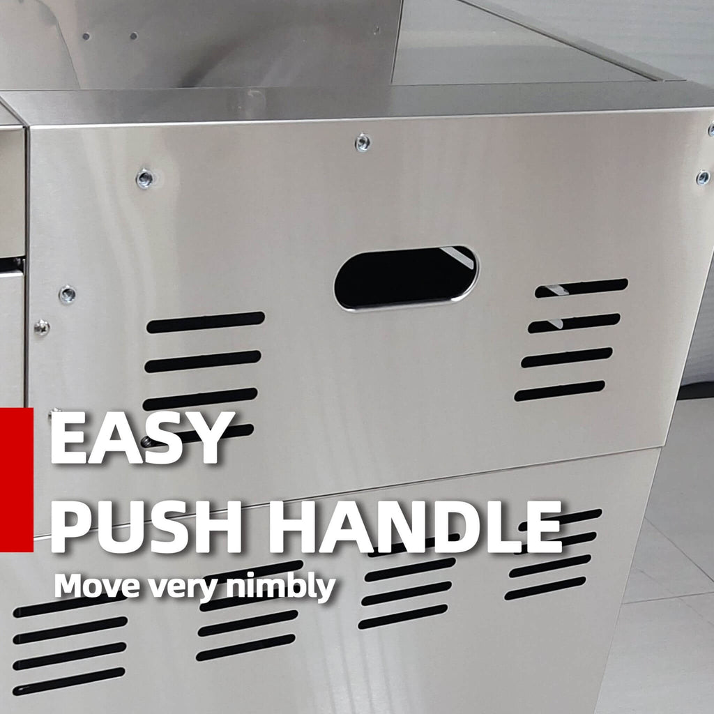 Castelle Flame Outdoor BBQ Kitchen Island With 43-Inch 6-Burner 85K BTU Propane Gas Grill, Rotisserie Kit, And Storage Cabinets (SAK95623)